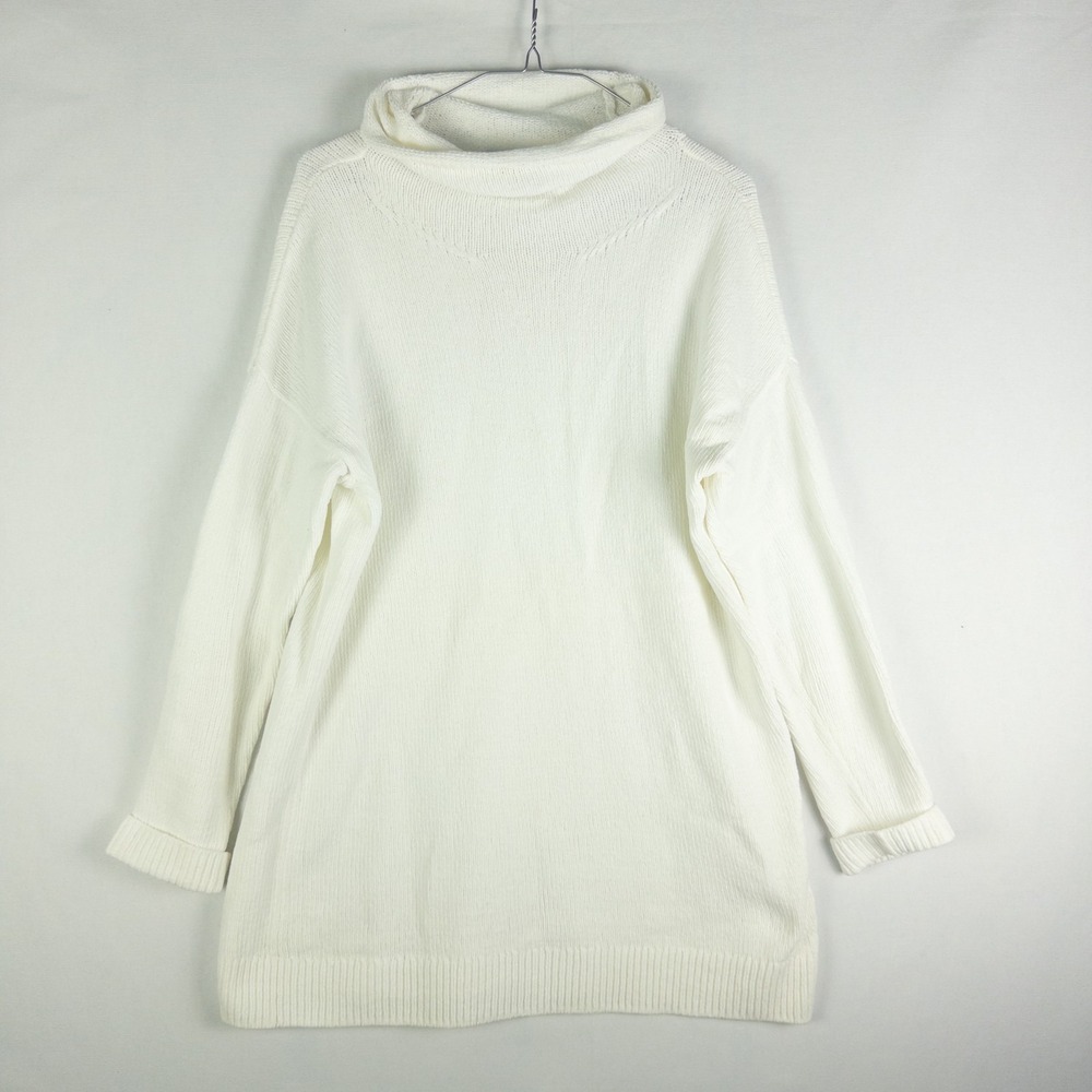 Eileen Fisher Turtleneck Sweater Womens S/P Ivory Organic Cotton Quiet Luxury Mi